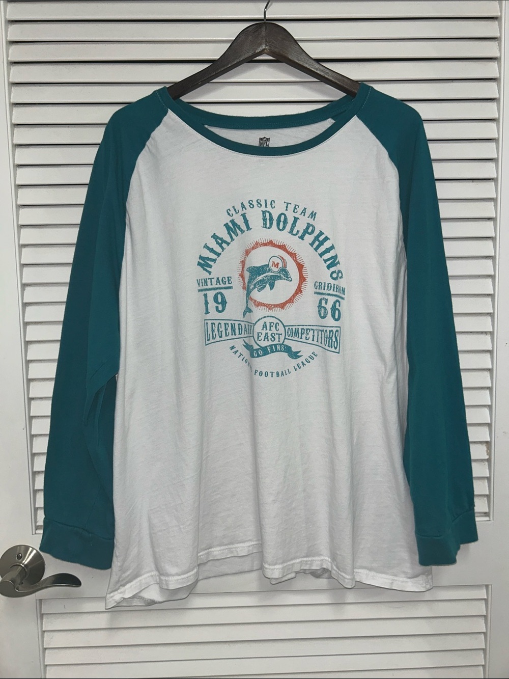 NFL x Darius Rucker Miami Dolphins Raglan Tee - Teal & White